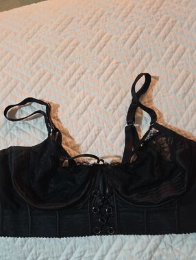 City Chic Black Lace Longline Bralette